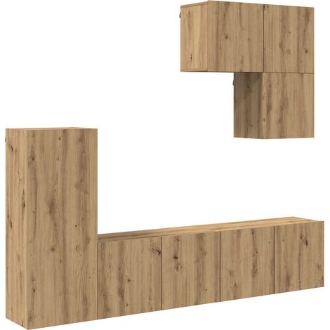 Maison Exclusive - TV-Wandmöbel 5 pcs Artisan-Eiche Holzwerkstoff (1/5)