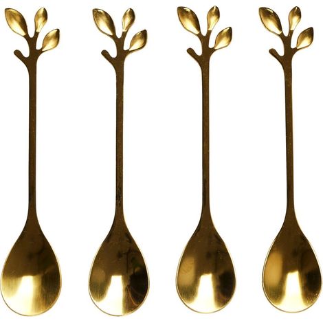 Ensemble de 4 cuillères à café design feuille (1/5)