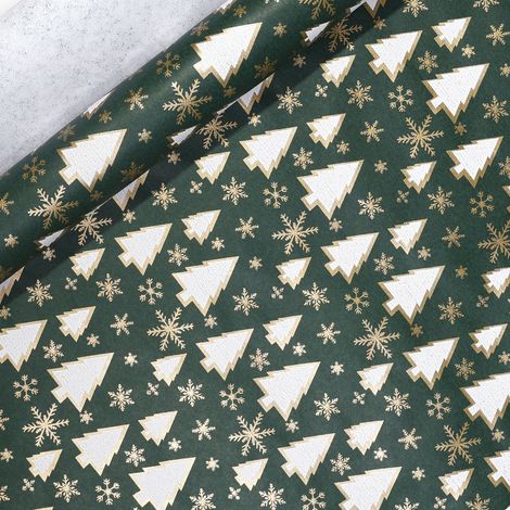 Papier cadeau de Noël (43 cm de large x 3 m de long), grand format, papier kraft écologique.