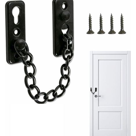 Chaîne de Sécurité pour Porte avec Vis, Chaîne Antivol en Acier Inoxydable pour Porte,Serrure Porte Interieure pour, Appartement, Chambre à Coucher (1/5)