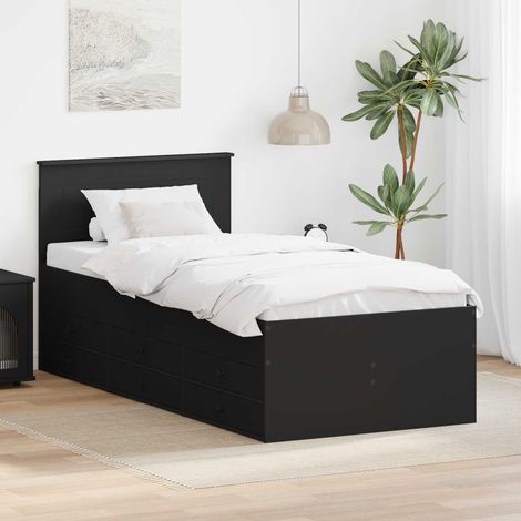 Tagesbett mit Schubladen Schwarz 75 x 190 cm Holzwerkstoff