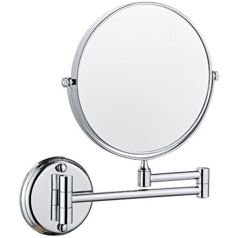 8 Zoll Wand-Badezimmerspiegel, doppelseitig drehbar, faltbar und ausziehbar, 5-fache Vergrößerung (Silber) (1/5)