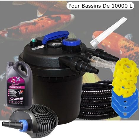 Kit Filtre Pression, 11W,Bassins De 10000 L + Éponges, UV et bactéries de rechange, Pompe 6000 L/h (1/5)