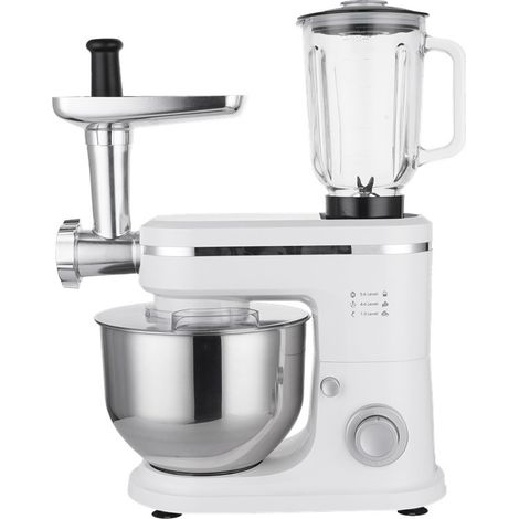 Robot Pâtissier Avec Écran, 1500w, Bol Mélangeur 6l Avec Fonction Fermentation Et Chauffage, Balance Intégrée, 12 Vitesses, Minuterie, 3mélangeurs - Fouet, Batteur, Crochet, Beige (1/5)