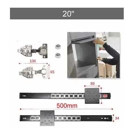 Rail coulissant encastrable (50 cm) pour porte de placard, charnière de porte relevable dissimulée, rail coulissant pivotant pour armoire pliante et meuble TV. (1/5)