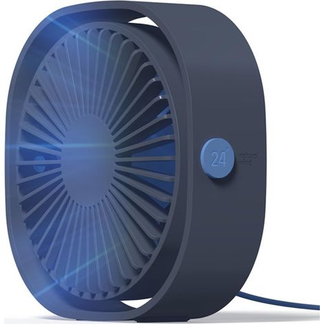 Mini ventilateur USB portable et silencieux pour bureau, 3 vitesses réglables, alimentation USB, pour la maison et le bureau (bleu) (1/5)