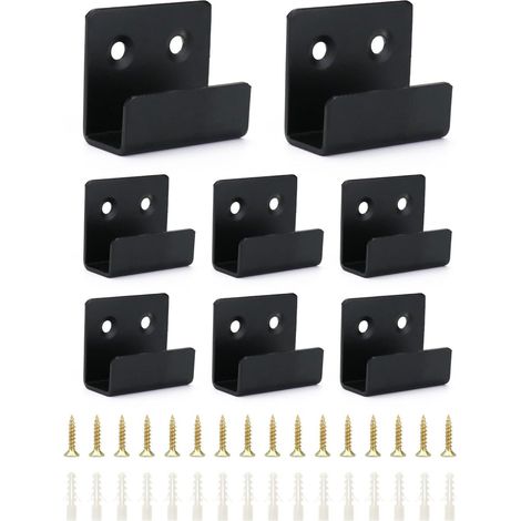 Hook - Stainless Steel - 35 x 40 x 20 mm - For Tiles Up To 16 mm Thick - 40 Kg Load Per Pair - Black - 8 Pieces