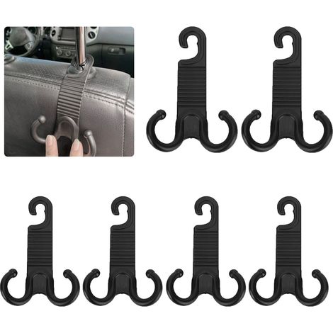 Lot de 6 crochets de fixation pour dossier de siège de voiture, support multifonction pour appuie-tête et porte-bagages arrière. (1/5)