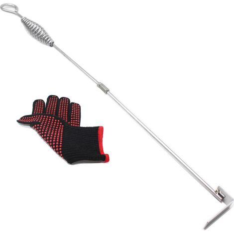 Outil de nettoyage de barbecue allongé pour barbecue au charbon de bois, râteau à cendres, accessoire Big Green Egg, outil pour retirer les cendres du barbecue-AquaForge (1/4)