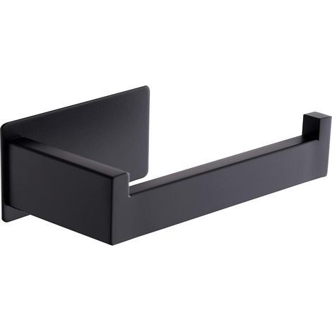 Soporte para papel higiénico AIDUCHO, soporte de pared para papel higiénico, soporte sin taladro para baño y cocina, color negro. (1/5)