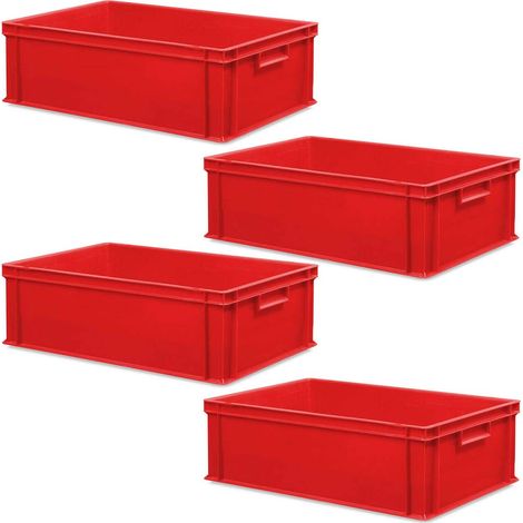 BRB 4 bacs Euro avec 2 poignées - 600 x 400 x 220 mm - Rouge