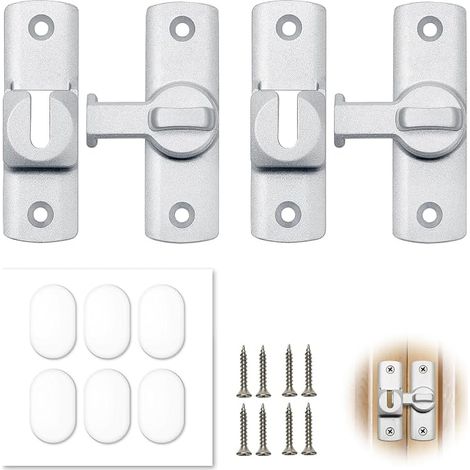 loquets verrous pour porte coulissante, verrouillage réglable argent, fermeture de sécurité pour chambre, balcon et salle de bain (1/5)