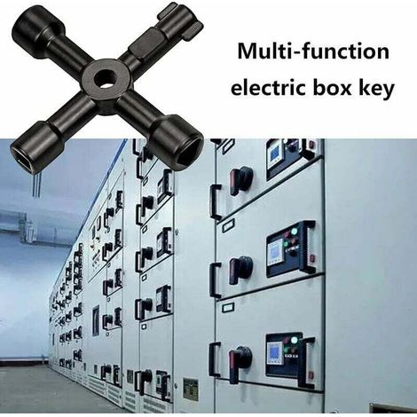 UlisemCompteur Électrique Clé Électrique Box Clé Touches De Coffret Electrique Clé De Boîte Électrique Polyvalente À 4 Voies, Clé Triangulaire Dans Une Armoire De Commande Électrique Noire, Clé À T (1/3)