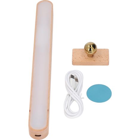 Lampe Miroir Cosmétique Bois Rotation 360° Rechargeable USB Tactile Dimmable (1/5)