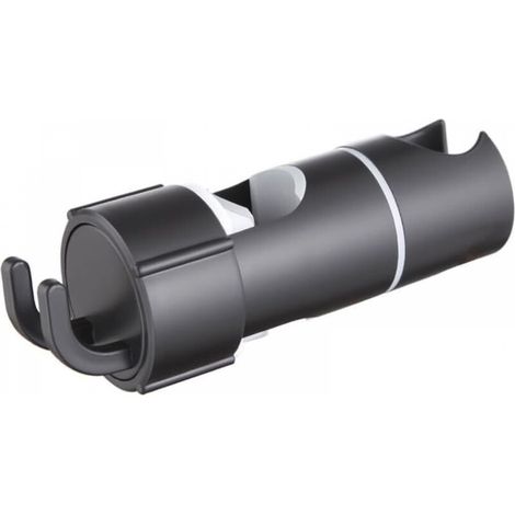 Support de douchette réglable, pour pommeau de douche à crochet de 18 à 25 mm, rotation à 360 degrés, pince coulissante pour salle de bain (noir) (1/5)