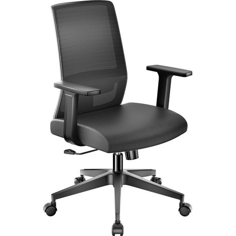 Wiltec Sedia da ufficio ergonomica con supporto lombare, regolabile in altezza, schienale traspirante, max 120 kg