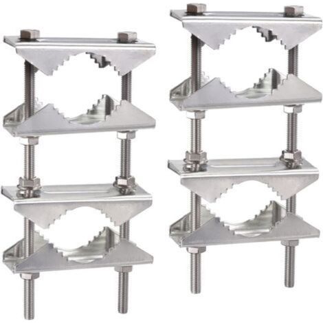 Support Antenne Exterieur Fixation Pince à Mât Antenne Antirouille Kit de Montage Pole à Pole pour 25-50 mm Diamètre Starlink TV Satellite Lora WiFi 4G LTE CB Radio Amateur Parasol, Lot de 2 (1/5)