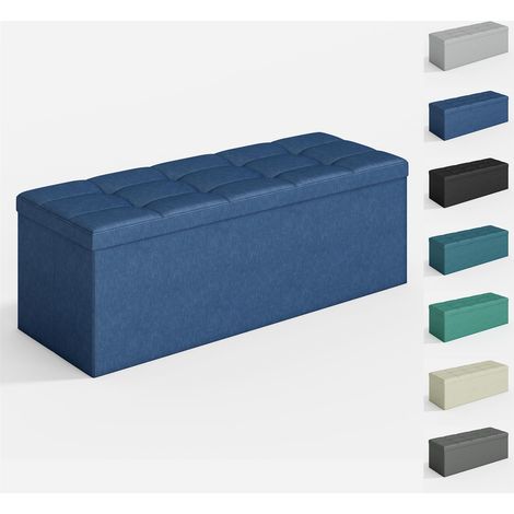Foldable Storage Ottoman, Storage Bench with Lid, for Bedroom & Living Room, 110 x 38 x 38 cm BLUE