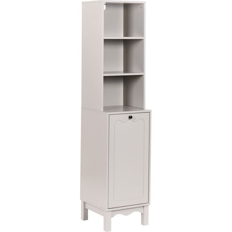Armario de baño de pie de MDF espacio para la cesta de la ropa sucia con estantes estilo tradicional beige claro Penon (1/5)