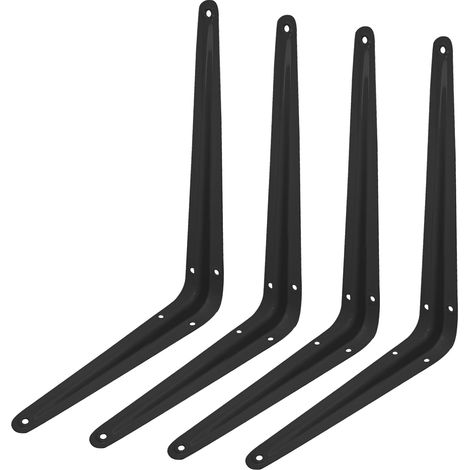 Mensola angolare in metallo nero resistente, composta da 4 pezzi (3035 cm), con viti incluse, adatta per il montaggio e il supporto a parete. (1/4)