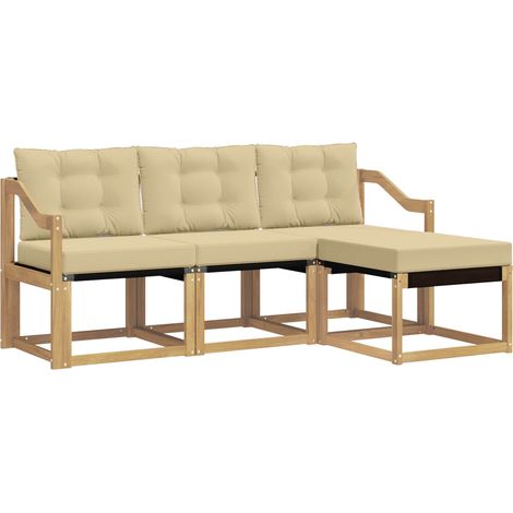 Outdoor Sofa Set with Cushion 4 pcs White and Beige vidaXL
