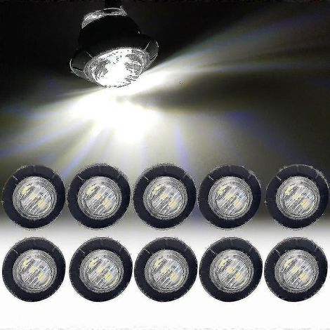 10 feux de position latéraux universels à LED pour remorques, camions, feux arrière, feux de gabarit, homologués pour camions (blanc) (1/5)