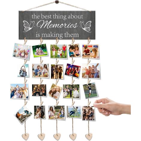 Pele Mele Photo Mural, Porte Photo Mural en Bois, Accroche Photos (1/5)