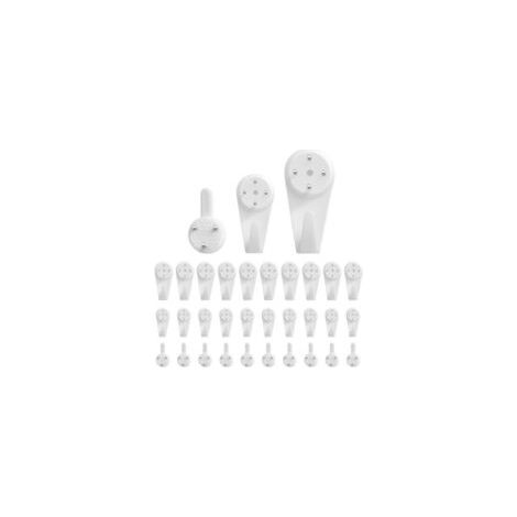 QORVA-Crochet mural [30 pièces] Crochets muraux pour cadres photo Kit de suspension de tableaux Clous muraux pour accrocher des tableaux, des photos et des miroirs