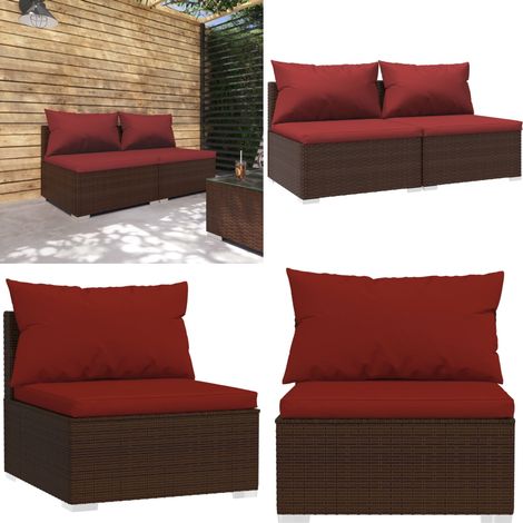 Salon de jardin 2 pcs avec coussins Résine tressée Marron - Salon De Jardin - Meuble De Jardin - Ensemble De Meubles De Jardin - Mobilier De Jardin - Résine Tressée - Home & Living (1/5)