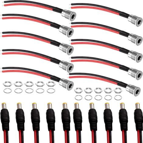 18AWG 12V 5A DC-Netzteil-Stecker/Buchse (5,5 mm x 2,1 mm) für Videoüberwachungskameras, LED-Streifen (2,1 x 5,5 mm) (1/5)