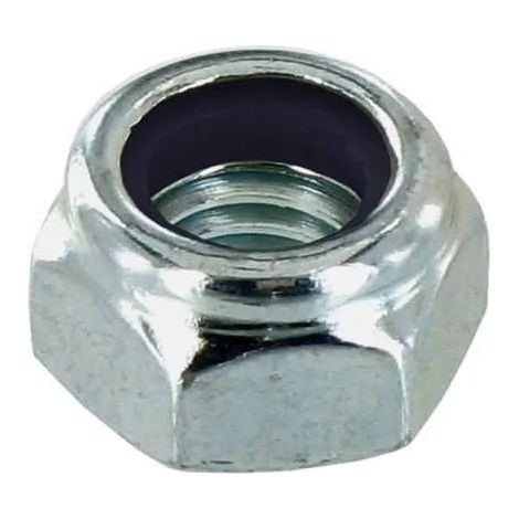Dado esagonale autobloccante in acciaio zincato, diametro 8 mm, 10 pezzi.