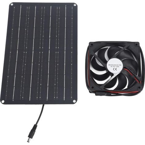 Ventilateur d'échappement à Panneau Solaire 15W, Ventilation Portable Efficace pour Serre, Hangar, Maisons d'animaux Domestiques, Kit de Ventilateur à énergie Solaire pour (1/5)