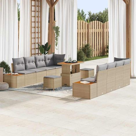 Gartensofa-set 11 pcs Beige Poly-Rattan