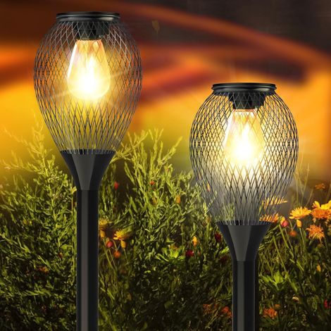 Lot de 2 lampes solaires pour extérieur et jardin - Blanc chaud (1/5)