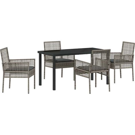 Maison Exclusive - Conjunto de Comedor de Jardín 5 pcs Gris ratán (1/5)