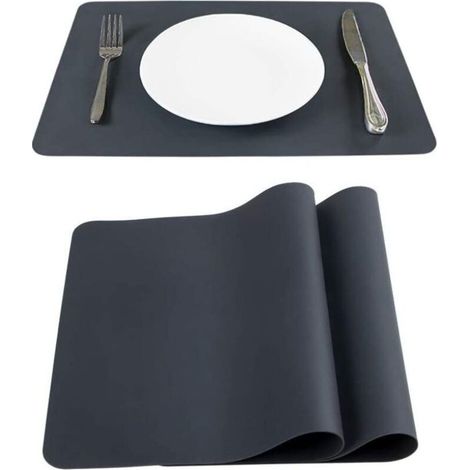 Ensemble de 2 protège-tables en silicone pour enfants, 40x30 cm, lavables et antidérapants - (1/4)