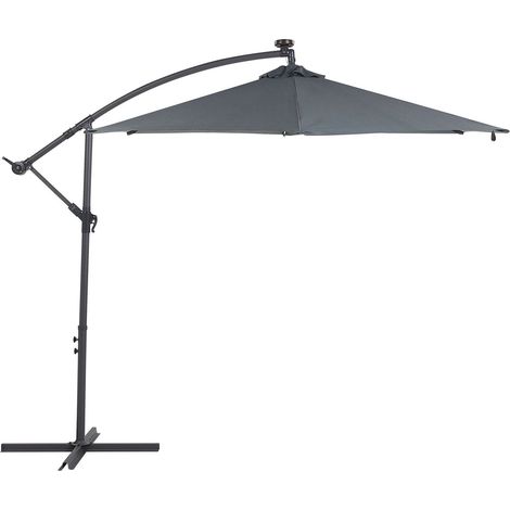 Cantilever Parasol LED 285 cm CORVAL Graphite Grey