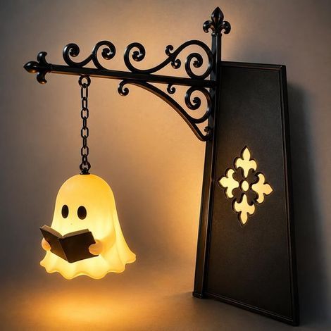Serre-livres avec lampe - Noir - Fantôme de lecture pour étagère - Lampe d'ambiance décorative parmi les livres