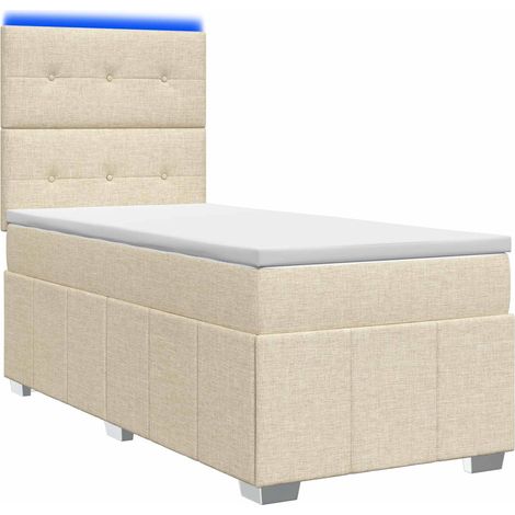 Maison Exclusive - Letto Box Spring LED con Materasso Crema 100 x 200 cm Tessuto (1/5)