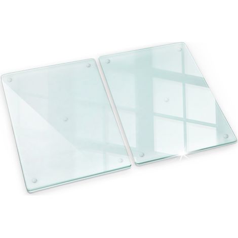 Protection plaques cuisson fond de hotte, couvre plaque, verre planche découper, planche de cuisine, verre trempé transparent – 2x40x52 cm (1/5)