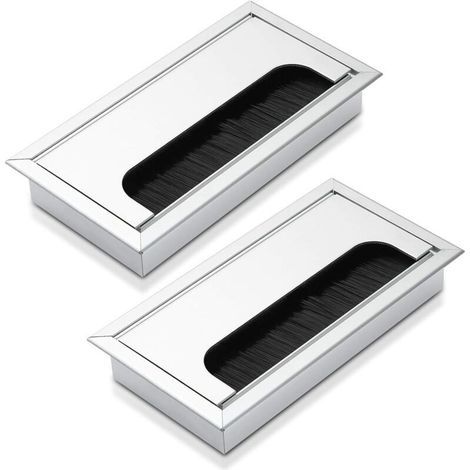 CSPARKV Lot de 2 Passe Cable Bureau 160 x 80 mm – passages de Cache Cable Bureau - en Aluminium, Organisateur de Gestion des câbles pour la Maison et Le Bureau (1/5)