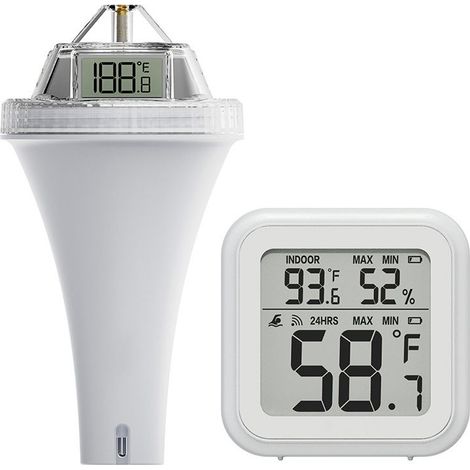 Thermomètre Flottant sans Fil pour Piscine avec Triple écrans LCD Moniteur de Température de l'Eau Extérieure pour Piscine, Aquarium, étang (1/5)