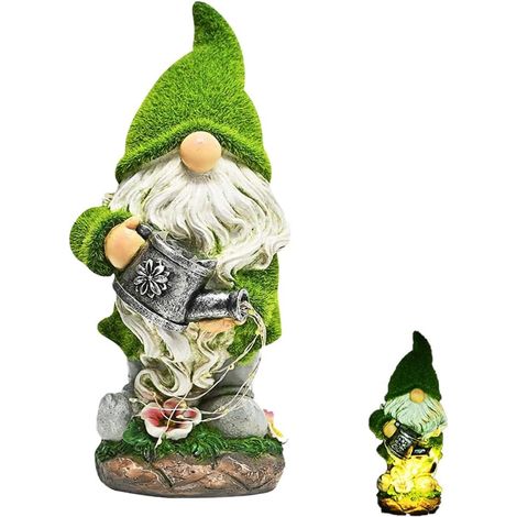 Nain De Jardin, Decoration Jardin Exterieur avec Lumières Solaire, Statue De Gnomes Para Balcon Terrasse Salon Maison Decoration, Fete des Mere, Cadeau d'anniversaire pour Maman, Femme (1/5)