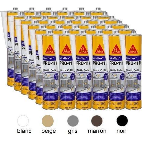 Sika – Mastic-colle 36 cartouches 300 ml – Prise rapide – Pour collages souples et calfeutrement intérieur/extérieur – Élasticité permanente – Noir - PRO 11 FC