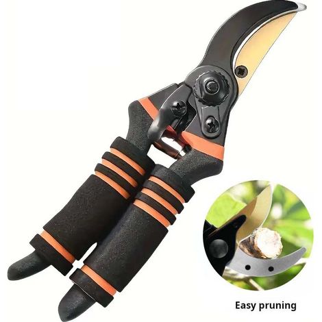 1pc Cisailles jardin pro alliage titane, lame dorée ultra-tranchante, ressort inox 304, poignée mousse antidérapante, usage jardin et paysage (1/5)