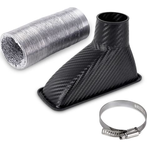 Prise d'air texturée en fibre de carbone modifiée, conduit d'admission d'air universel pour voiture, prise d'air carrée. (1/3)