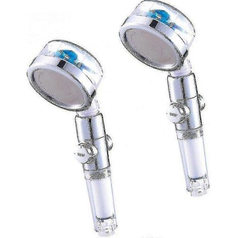 Eco-tornado Bleu - Pack Double - Pommeau de douche à pression augmentée et économie d'eau - Douchette rotative à 360° - Pommeau de douche EOD (1/5)