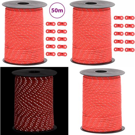 Corde de haubanage de tente avec bandes réfléchissantes et clés - Corde De Tente - Corde De Haubanage - Accessoires De Camping - Matériel De Camping - Cordage Résistant - Home & Living (1/5)
