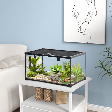 Terrario para reptiles de vidrio y acero negro 50 x 30 x 25 cm DESVIAE (1/5)
