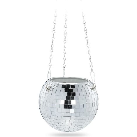 Pflanztopf, Hängeampel für drinnen, Glas, H x Ø: 13 x 15 cm, Hängeblumentopf, silber (1/5)